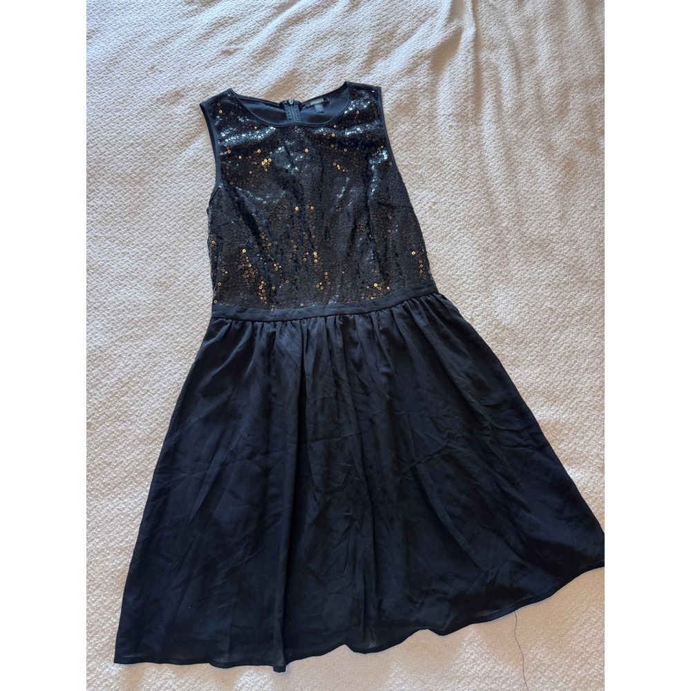 Seventeen Black Sequin Bodice Sleeveless Fit and Flare Cocktail Dress Large